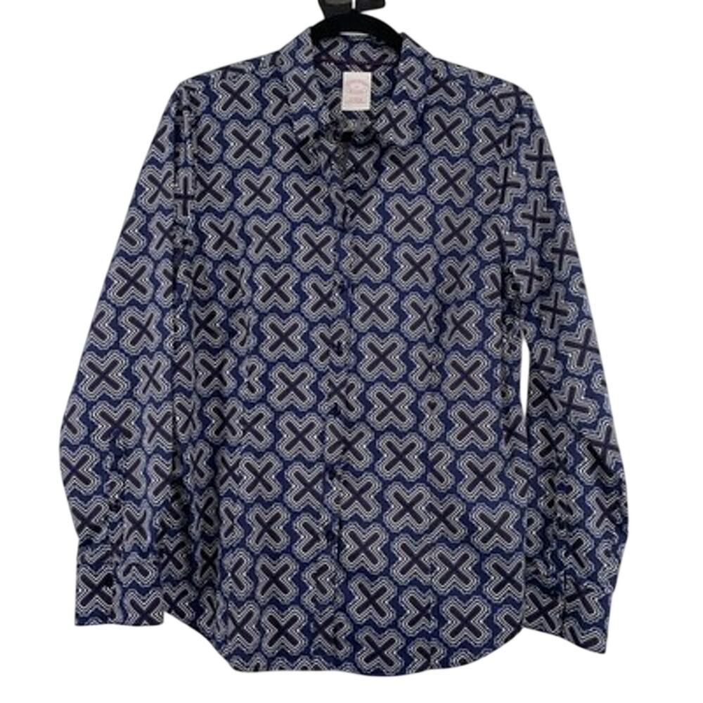 Brooks Brothers Tailored Fit Shirt 12 Blur X Pattern Button Up Collar